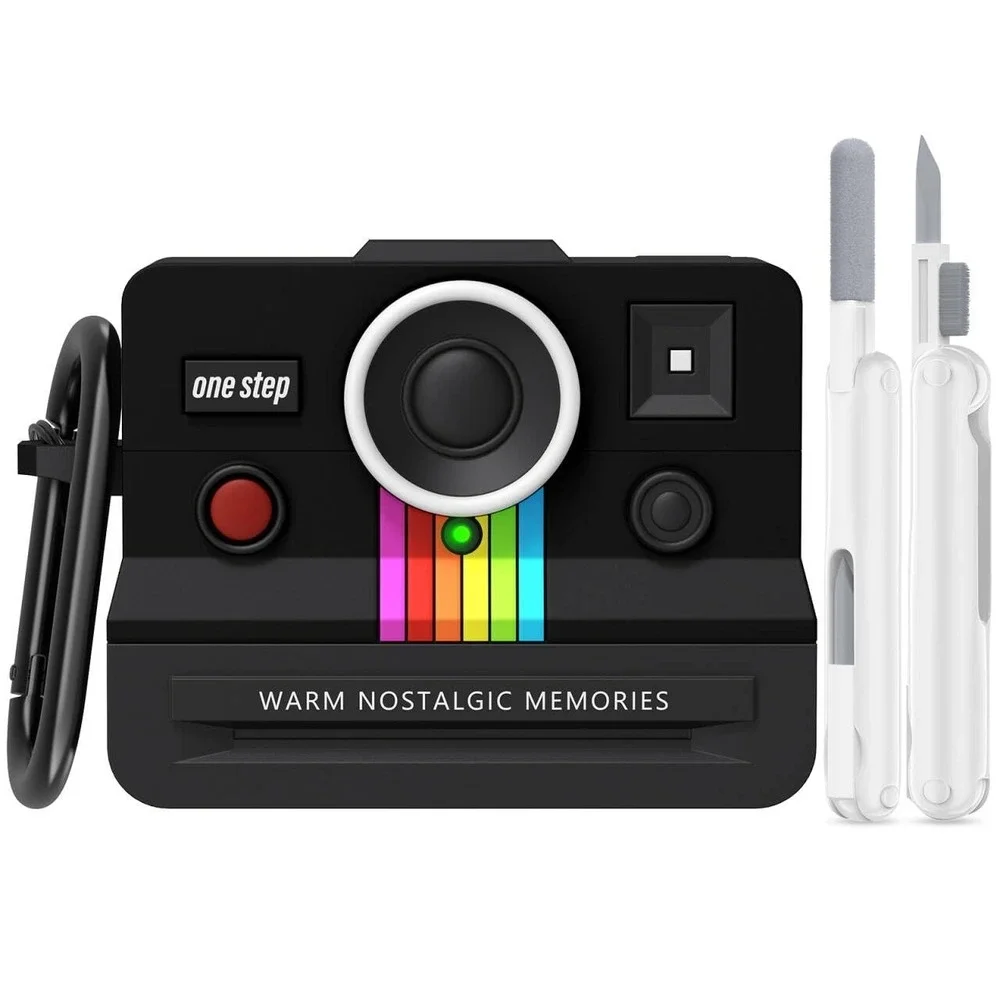 AirPods Pro 2 Case Cover w/ Camera Design & Cleaning Tools – Black Silicone